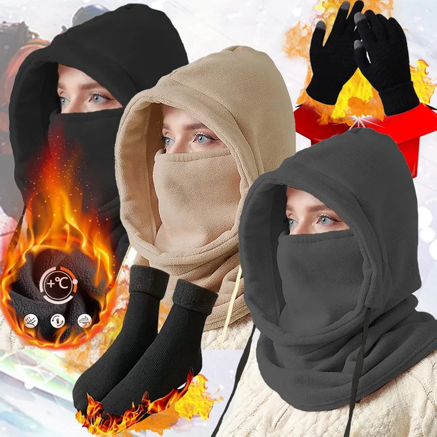 Winter-Sturmhaube, Handschuhe, Socken, 3-teiliges Set, Thermo-Ski- und Wanderausrüstung für Männer und Frauen, Gesichtsmaske für kaltes Wetter, Weihnachtsgeschenk