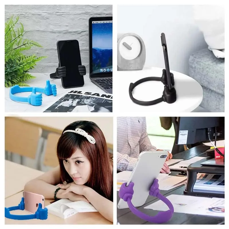 Portable Thumbs Up Cell Phone Stand Holder Adjustable Plastic Lazy Desk Universal Flexible Tablet Smartphone Stand Holder