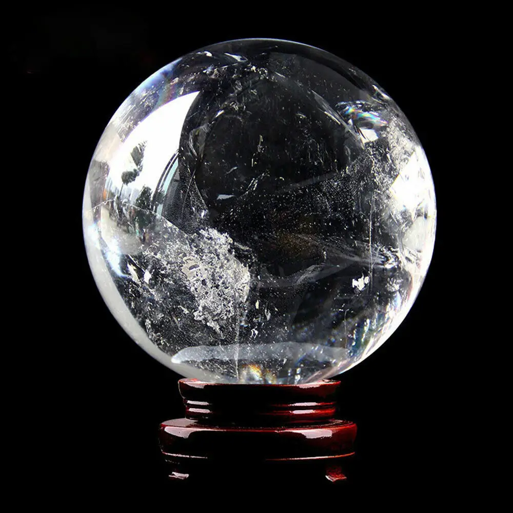 Natural White Clear Quartz Crystal Sphere Ball Healing Stone Reiki Decorations