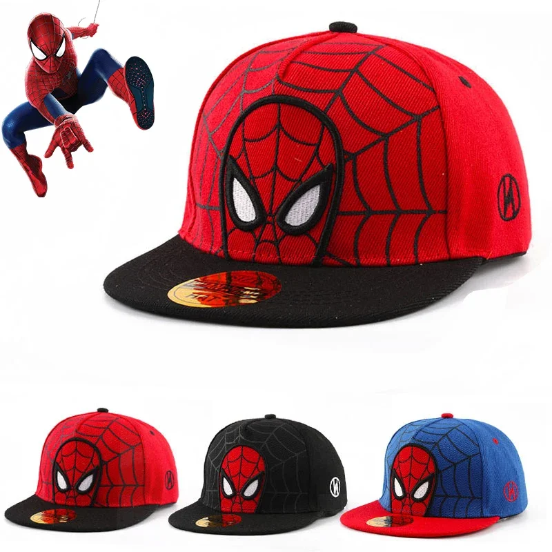 Boys Girls Spiderman Adjustable Snapback Hat Superhero Anime Cartoon Baseball Cap Spider Web Headwear Halloween Christmas Gifts