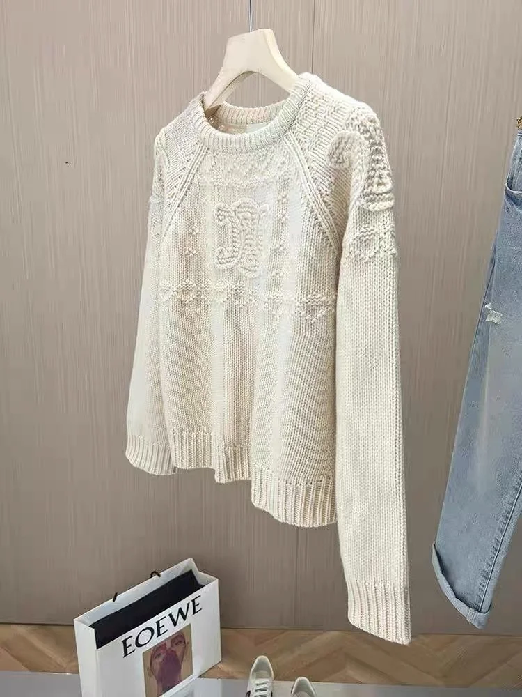 Maglione lavorato a maglia da donna Gancio 3D Fiore All-Match Sle Lungo Sve Lunghezza regolare Pendolarismo Faion Autunno Inverno Sensazione di fascia alta