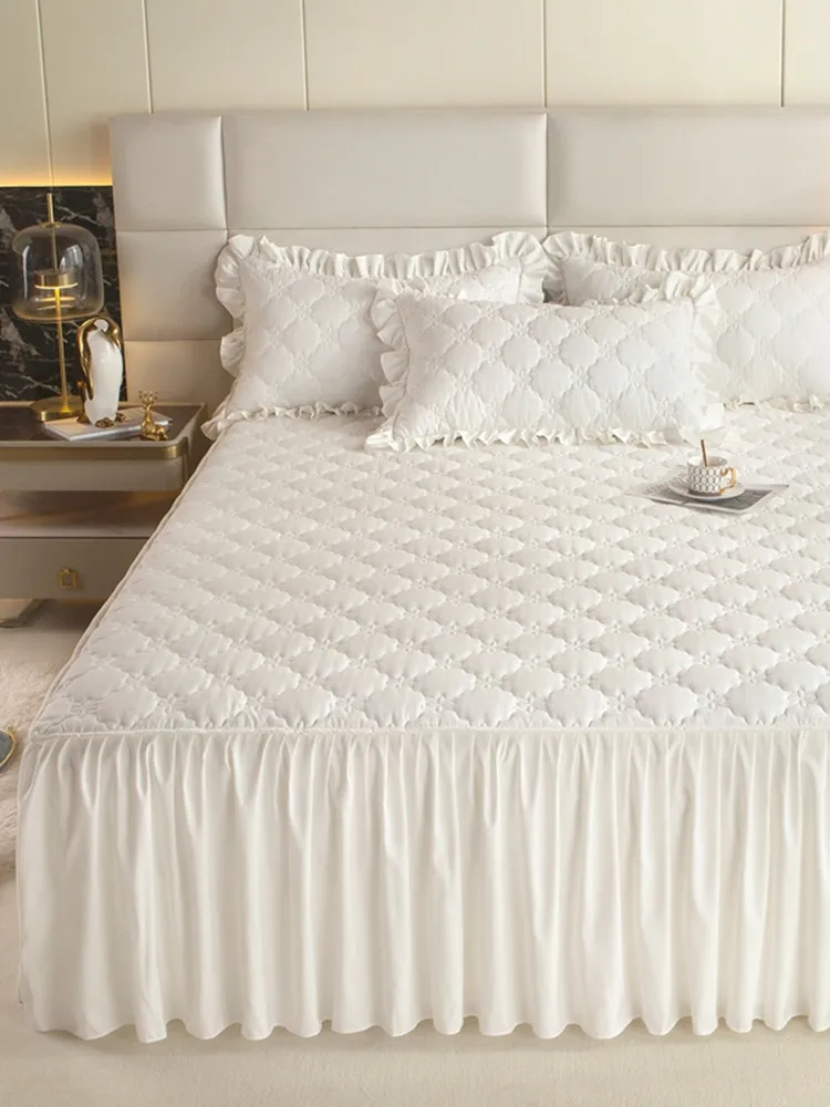 Bonenjoy Thickened Bed Skirt Solid Color Bed Cover Quilted Mattress Protector покрывало Skin-friendly Bedspread (No Pillowcase)