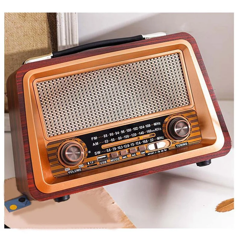 Hot-Retro Portable Radio Wireless Bluetooth Speaker Stereo AM/FM Radio Receiver Player USB TF AUX MP3 Classic Style