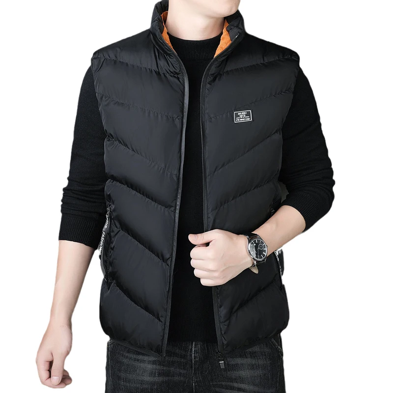 

Winter Men's Cotton Warm Vests Fashion Men Fleece Lined Thicken Waistcoats Mens Windbreaker Padded Sleeveless Jacket Clothing