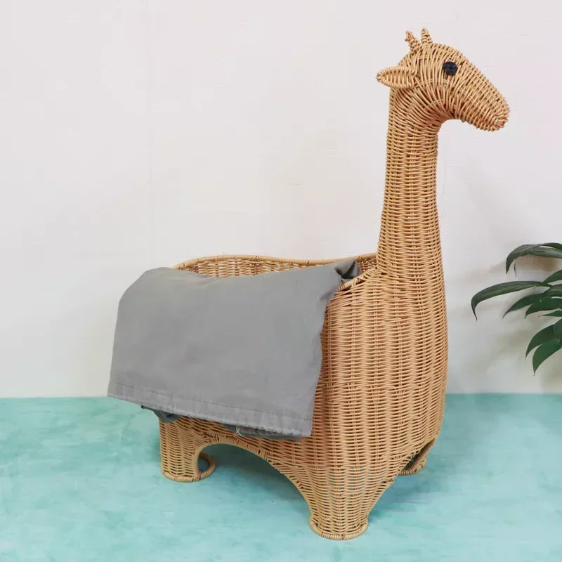 Pure Hand-woven Pppe Rattan Creative Cartoon Giraffe Storage Basket Household Snack Storage Basket