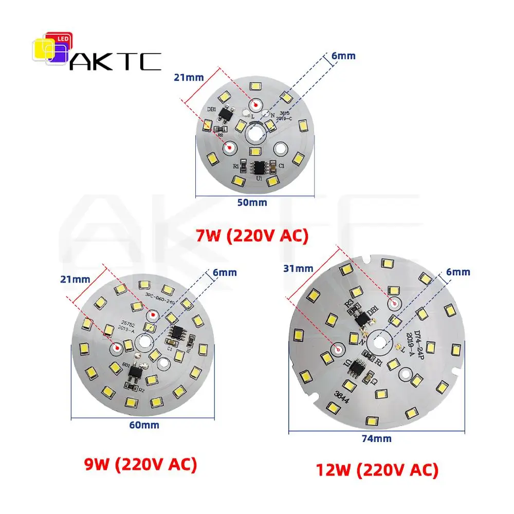 LED Chip 7W 9W 12W SMD 2835 per Downlight Round Light Beads AC 220V LED Downlight Chip Lighting Spotlight lampada da pannello in alluminio