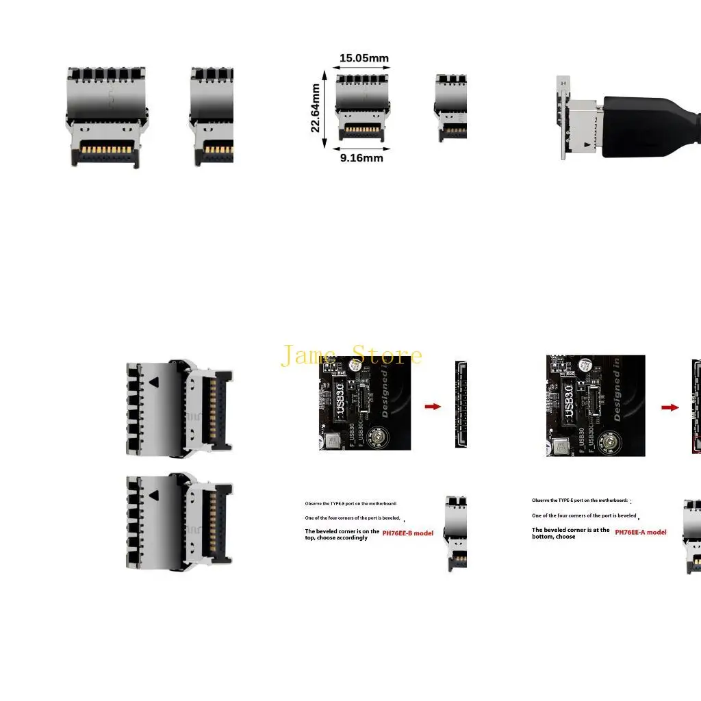 

LX0B Computer Internal USB 3.2 Adapter Male And Female Port 20Gbps Fast Speed Transmission Front Panel Cable Organizers