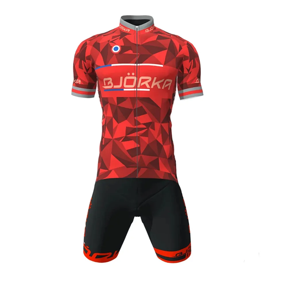 2023 Bjorka Summer Cycling Sets Men\'s Short Sleeve Jerseys And Gel Pad Bib Shorts For Long Time Riding Clothing Ciclismo Maillot