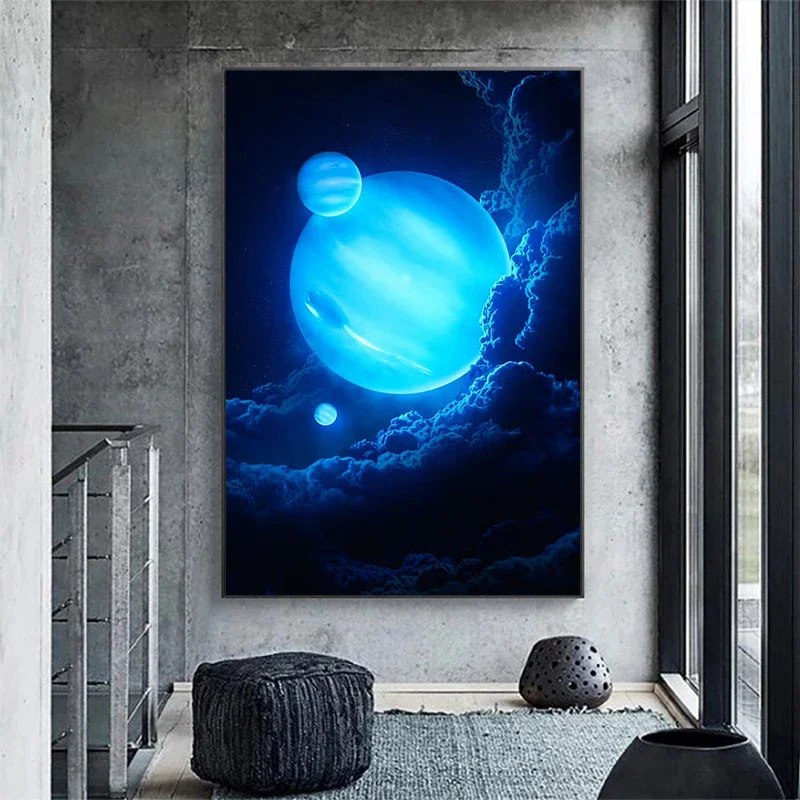 Dark Psychedelic Galaxy Posters and Pictures Colorful Light Fantasy Universe Wall Art Planet Canvas Painting Home Room Decor