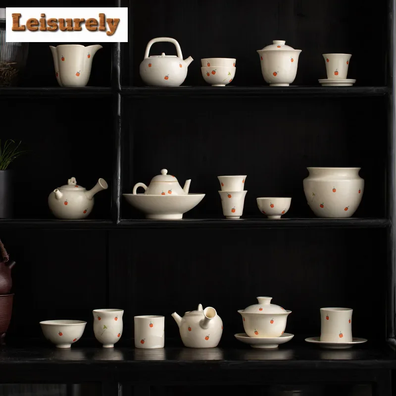 130 مللي اليدوية الصودا المزجج إبريق الشاي اليابانية البرسيمون روي الباحث وعاء صانع الشاي تصفية غلاية شاي أبيض Teaset اكسسوارات هدية #6