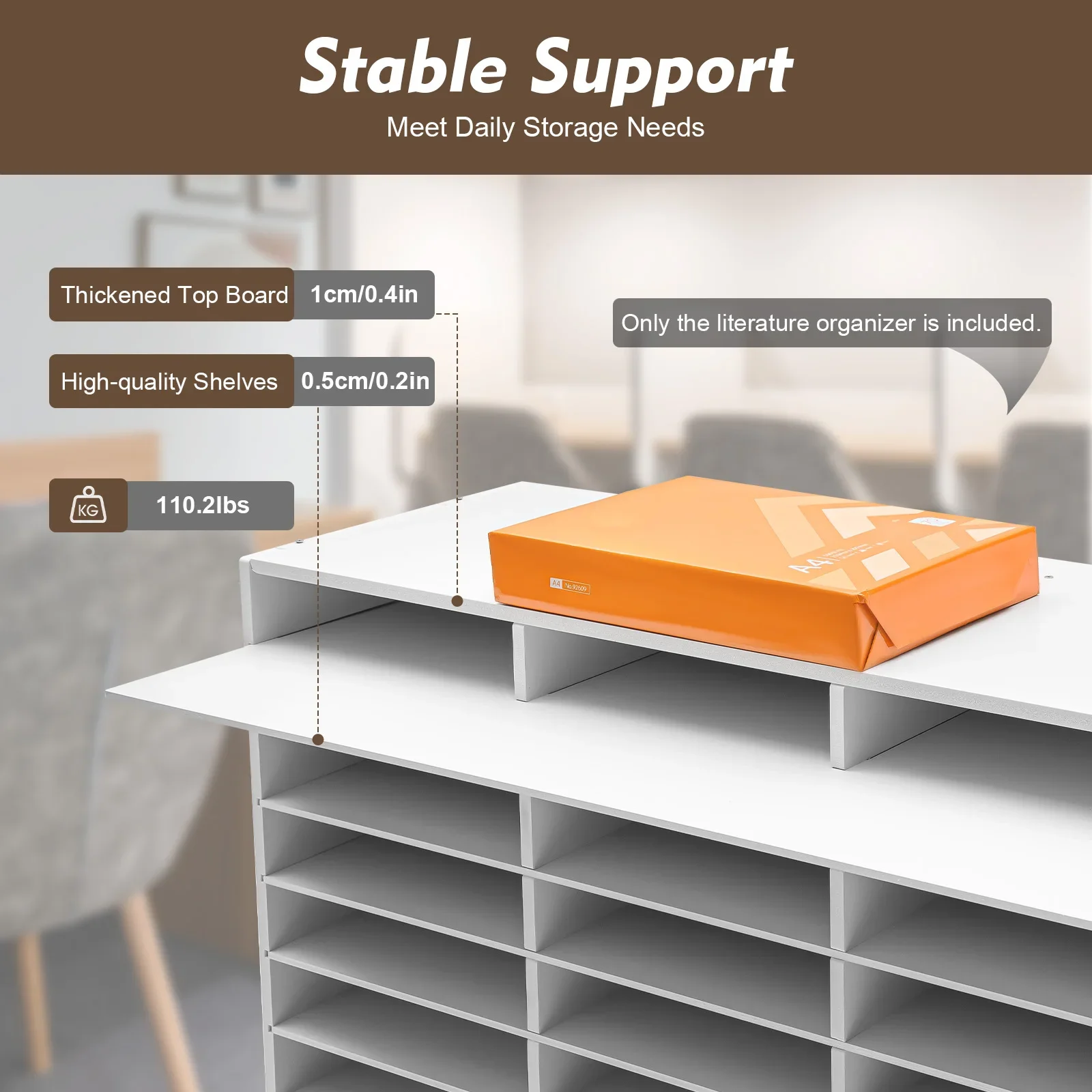 

27 Slots Literature Organizer, Adjustable Paper& Mail Organizer, Desktop File Sorter Mailbox, for Home School Classroom Office
