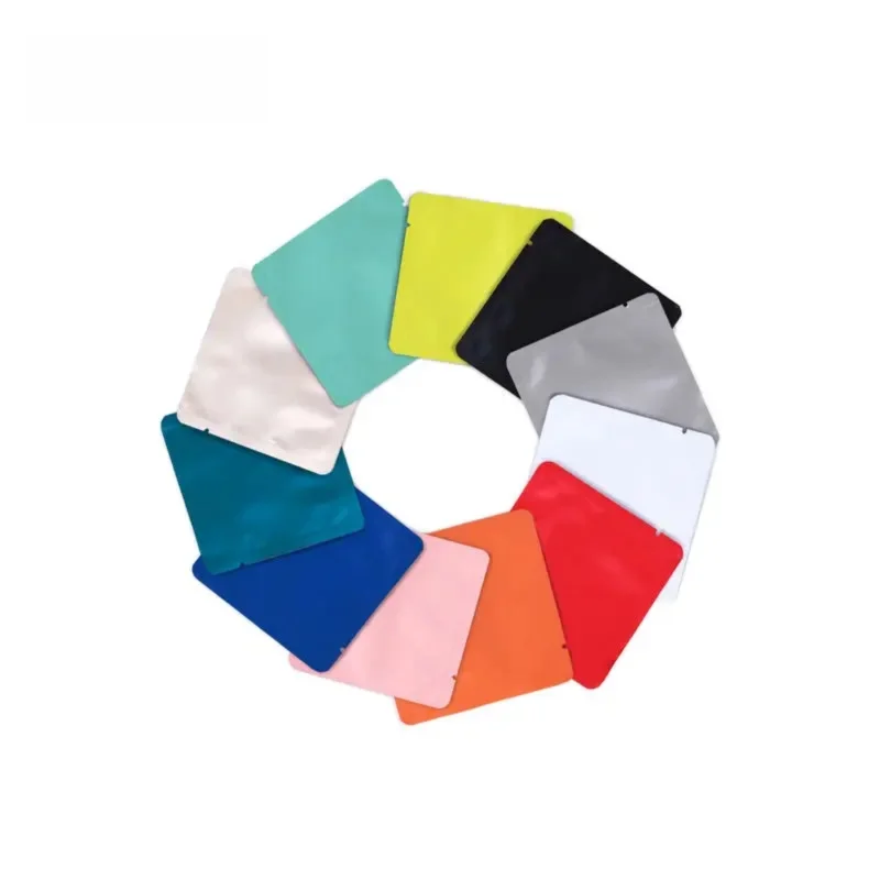 100 ชิ้นต่อชุด ทรงสี่เหลี่ยม แบบใหม่ ถุงฟอยล์ ปิดผนึกสามด้าน สำหรับบรรจุภัณฑ์ชา ถุงใส่ขนมขนาดเล็ก