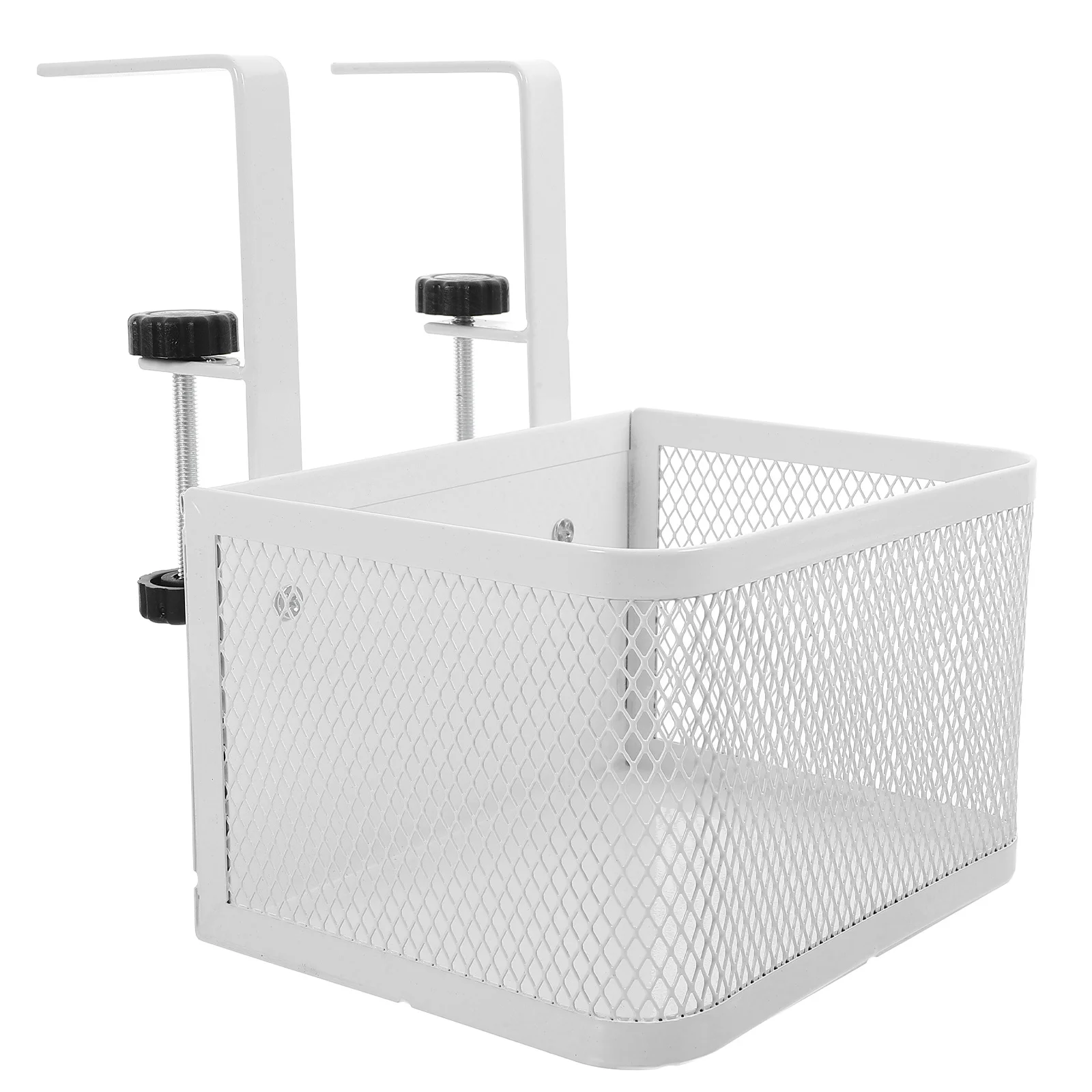 Clamp-on Desk Organizer Basket Mesh Under Desk Storage Holder No Drilling Cable Organizer for Office Classroom Home