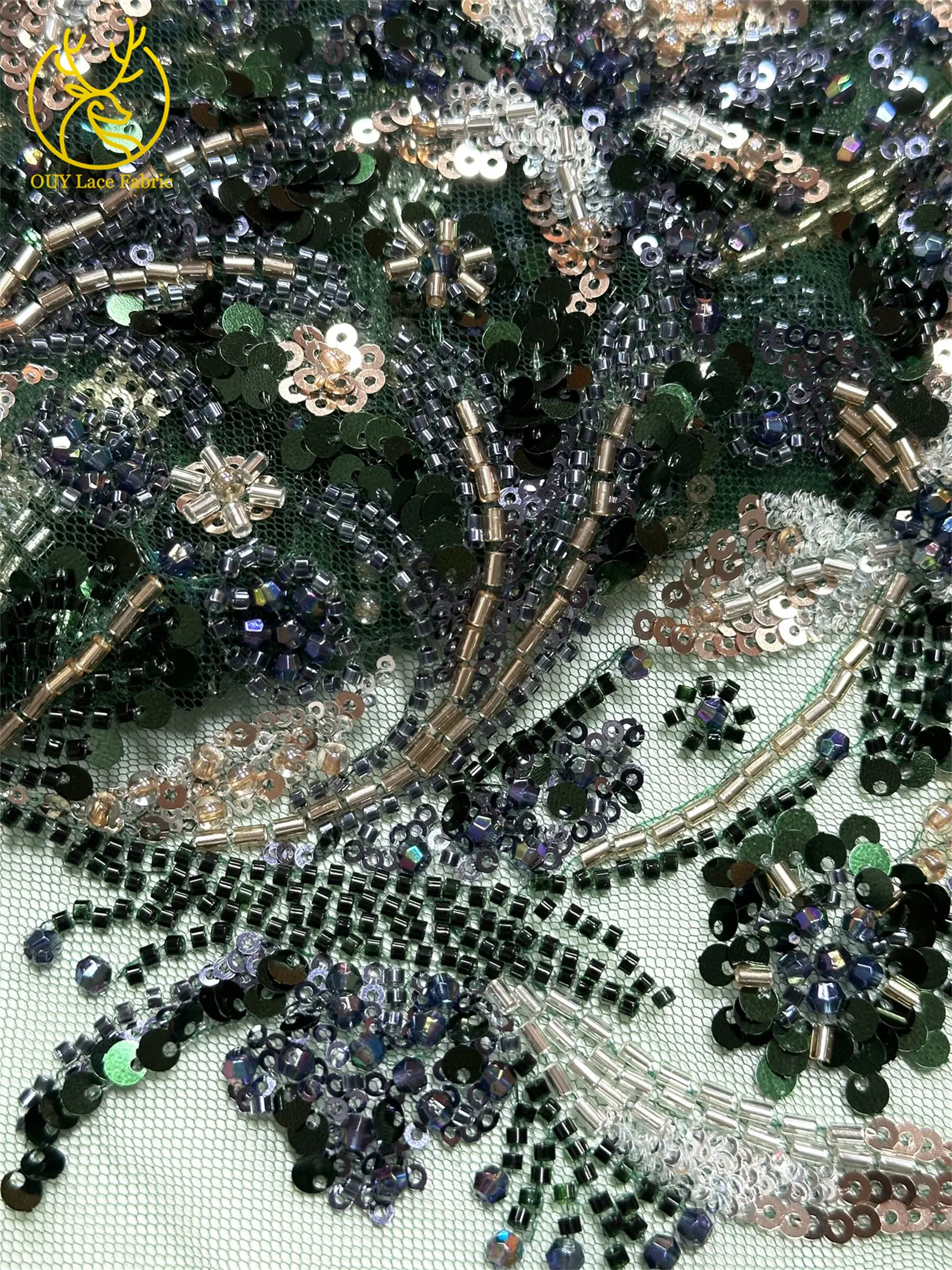 Luxuriöser Afrikanischer Spitzenstoff 2026 Hochwertige Französische Perlen-Pailletten-Spitze 5 Yards Nigeria Tüllspitze für Party- und Hochzeitskleider – Detail 19