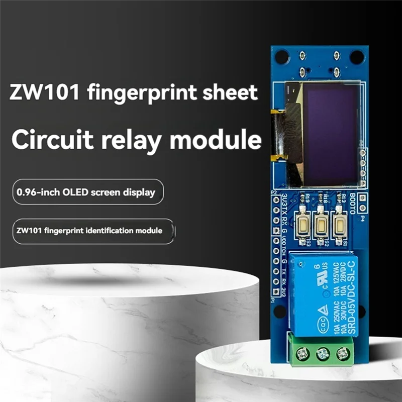 A41T ZW101 Fingerprint Single-Channel Relay Module Capacitive Semiconductor OLED Display STM32 Support Secondary Development