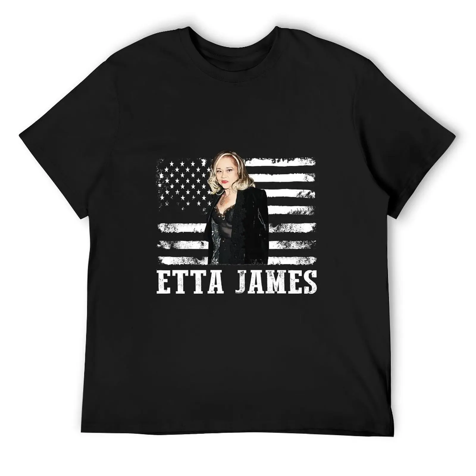 Distressed American Flag Etta Jazz James Music Legend T-Shirt oversized vintage graphic tee fruit of the loom mens t shirts