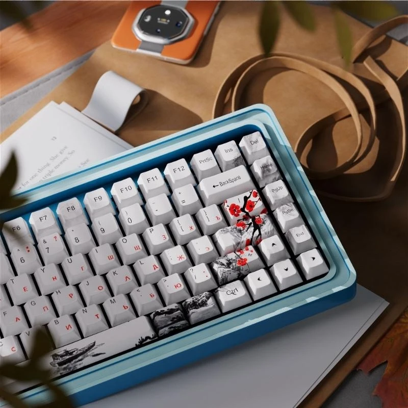  Plum Blossom OEM Keycap 128-key Thick Plastic 5Sides Sublimations Keycap Set