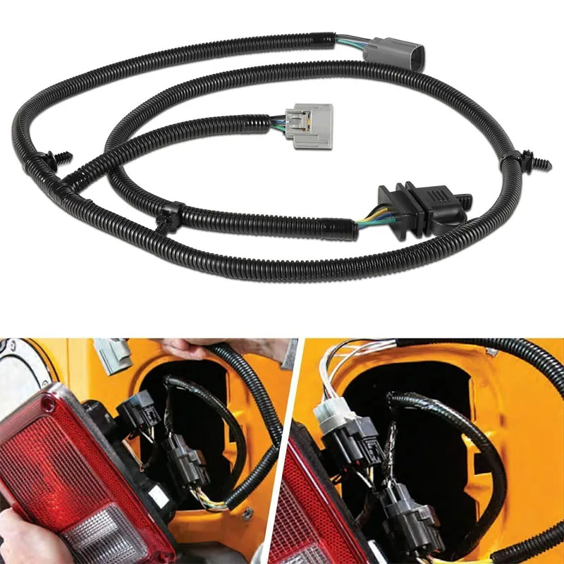 Heavy Duty 4-Way Tow Hitch Trailer Wiring Harness 70.5'' For 2007-2018 Jeep Wrangler JK Replace OEM 17275.01, 92015 8001