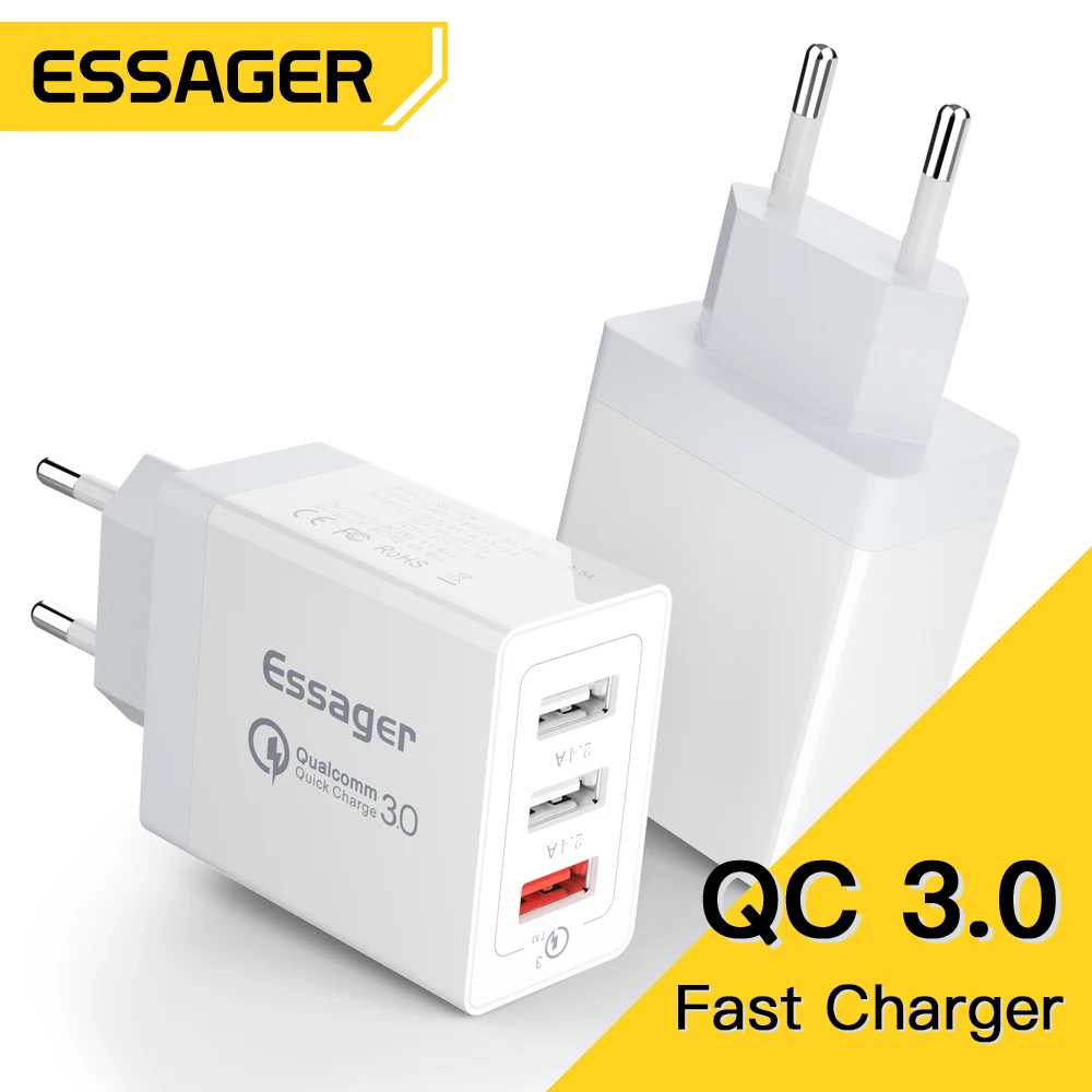 Essager-携帯電話用のUSBタイプC充電器,マルチプラグウォールフォン用の急速充電3.0 Samsung Xiaomi