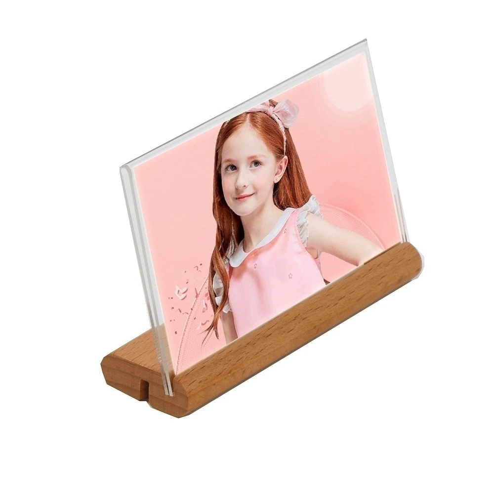 A6 Wood Base Sign Holder L-shaped Display Stand Picture Frame