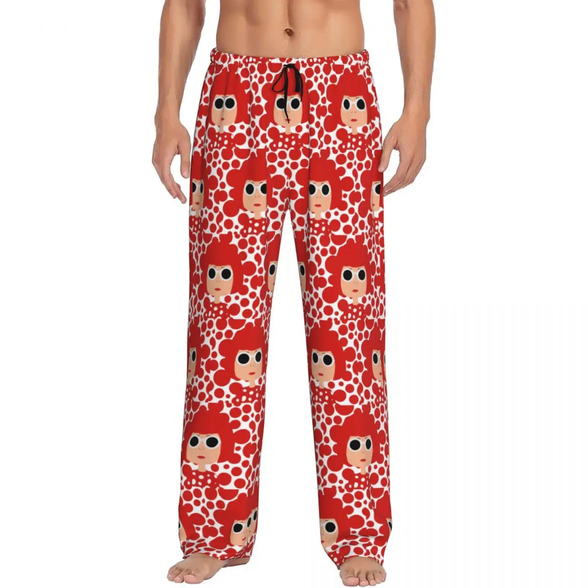 Custom Men's Polka Yayoi Kusama Pajama Pants Printed Abstract Art Sleep Sleepwear Bottoms with Pockets