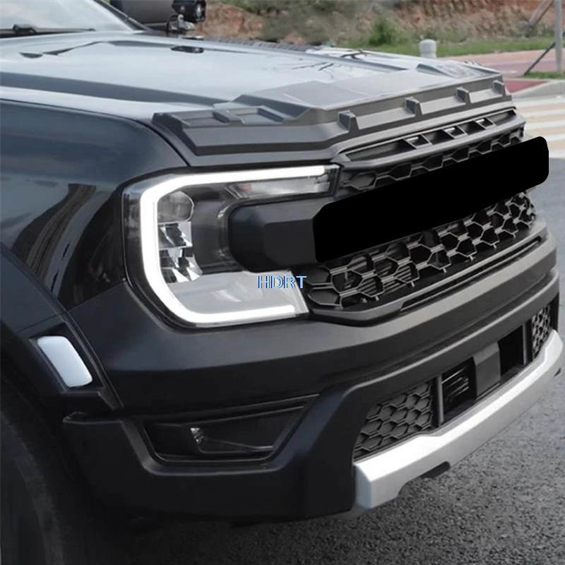 Bande de calandre de course avant de style voiture, garniture de capot moteur, couverture de budgétaire de toit, autocollant extérieur, accessoires pour Ford Ranger T9 2023 +