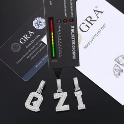 Moissanite S925 Sterling Silver Bling Ice Out Numbers Letters Pendants Necklace for Men Women Unisex HIP Hop luxurious Jewelry