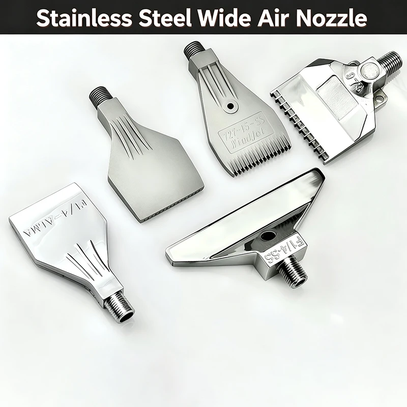 Stainless Steel 727 Blowing Nozzle Air Blower Flat Air Nozzle Air Knife 1/4'' 16 Holes Jet Clean and Blow Dry Nozzle