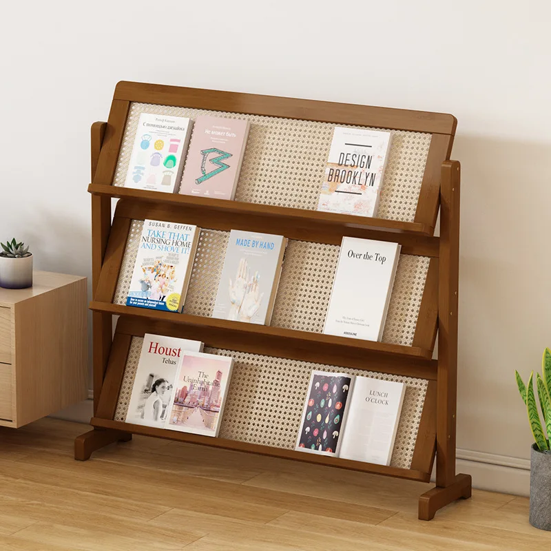 AOLIVIYA Solid Wood Narrow Bookcase Cabinet Library Shelves Desk Bookshelf Floor Storage Rack Picture Display Organizer