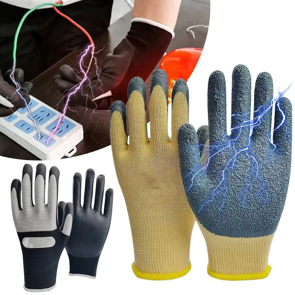 Yellow Black Electrician Insulating Gloves Withstanding Voltage 400V Rubber Work Safe Gloves Househeld Protective Mittens