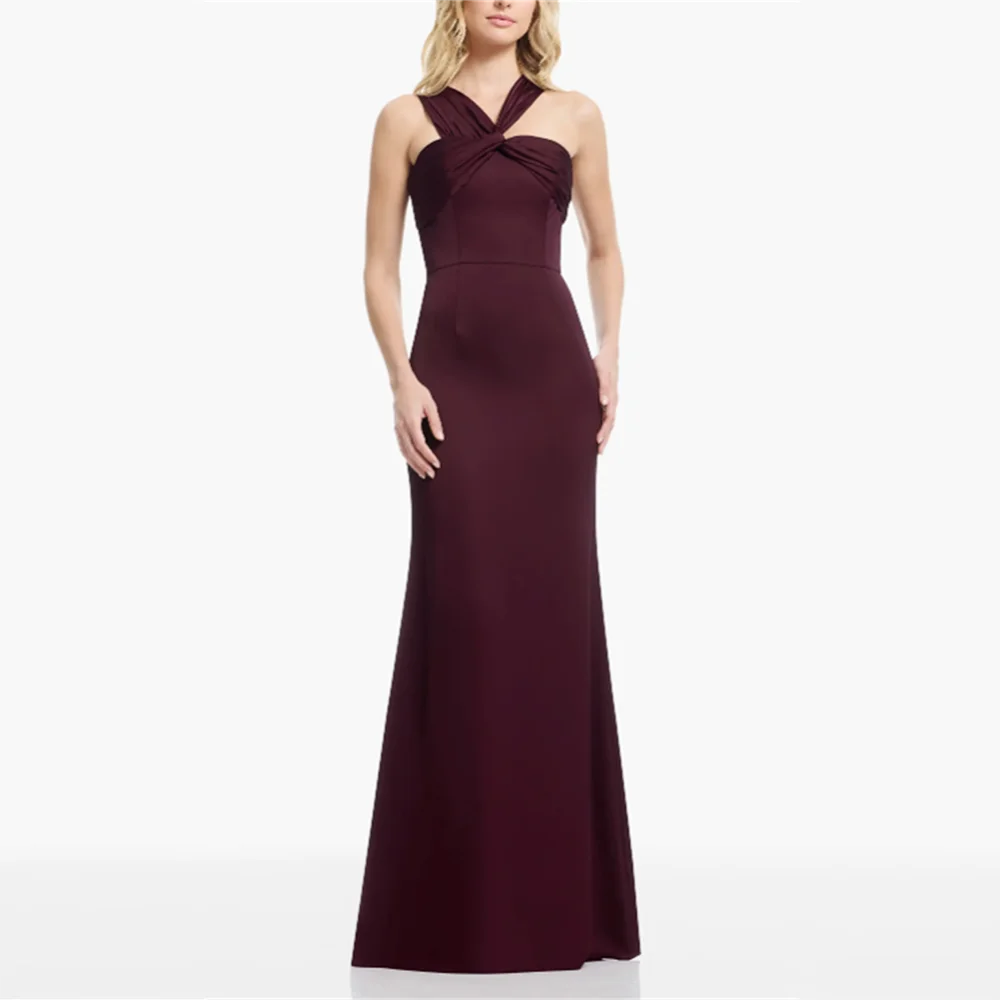 فساتين سهرة نسائية فاخرة 2025 فساتين لحضور الحفلات الموسيقية رسن بدون أكمام مطوي فستان مستقيم رداء حفلات رسمي فساتين لحفلات الكوكتيل