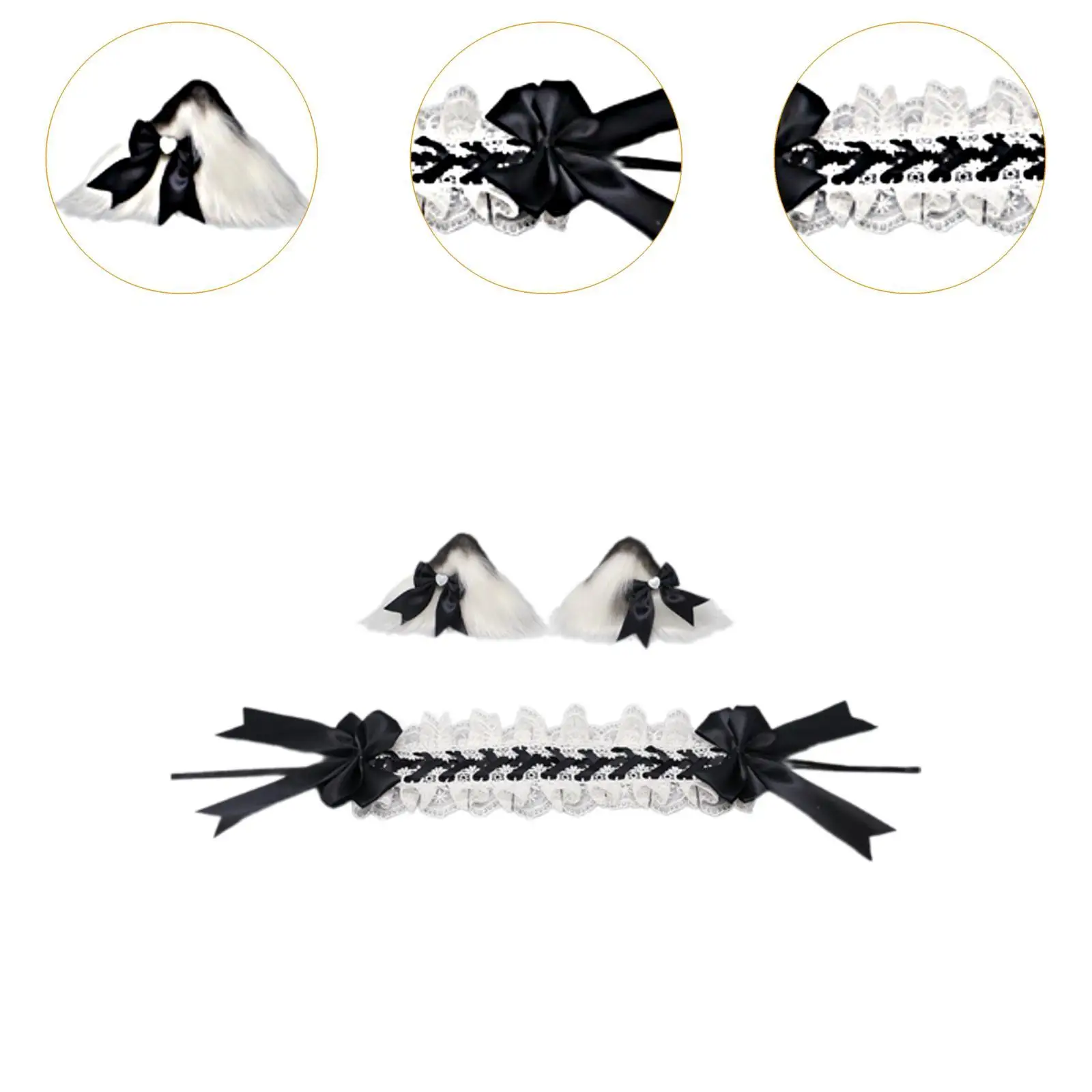 إكسسوارات شعر لوليتا أنيقة واسعة لغطاء الرأس للخادمة اللطيفة من الدانتيل