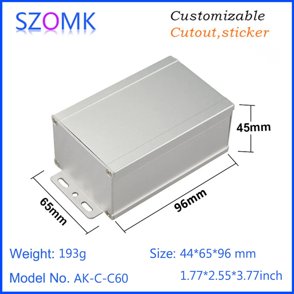 1Piece metal small aluminum extrusion enclosures screen case custom project boxes 45*65*96mm metal junction box for pcb szomk