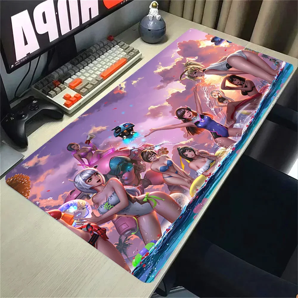 CIFBUY Overwatch Game Character Collage Large Gaming Mouse Pad Non Slip Rubber Desk Mat Lock Edge Keyboard Mouse Mat