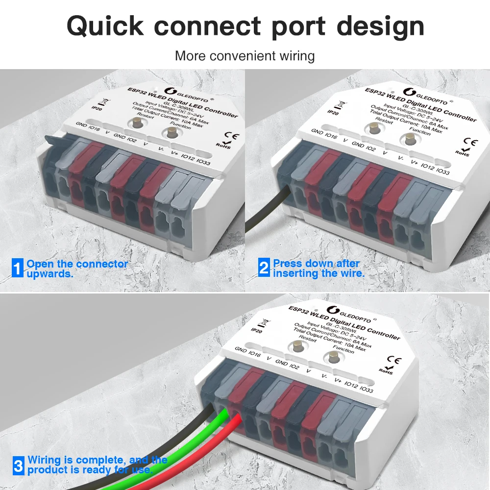 ESP32 Mini WLED LED Controller DIY Dynamic Lighting Digital RGB IC WS2811 WS2812 SK6812 TM1814 WS2813 WS2815 Strip Light DC5-24V