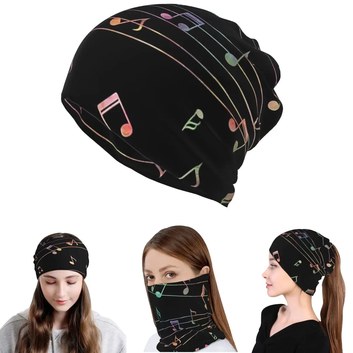 Bandana mit Musiknoten, Musiknoten, Gesichtsschal, Multifunktions-Gesichtsmaske, Mütze, Unisex, für Erwachsene, atmungsaktiv