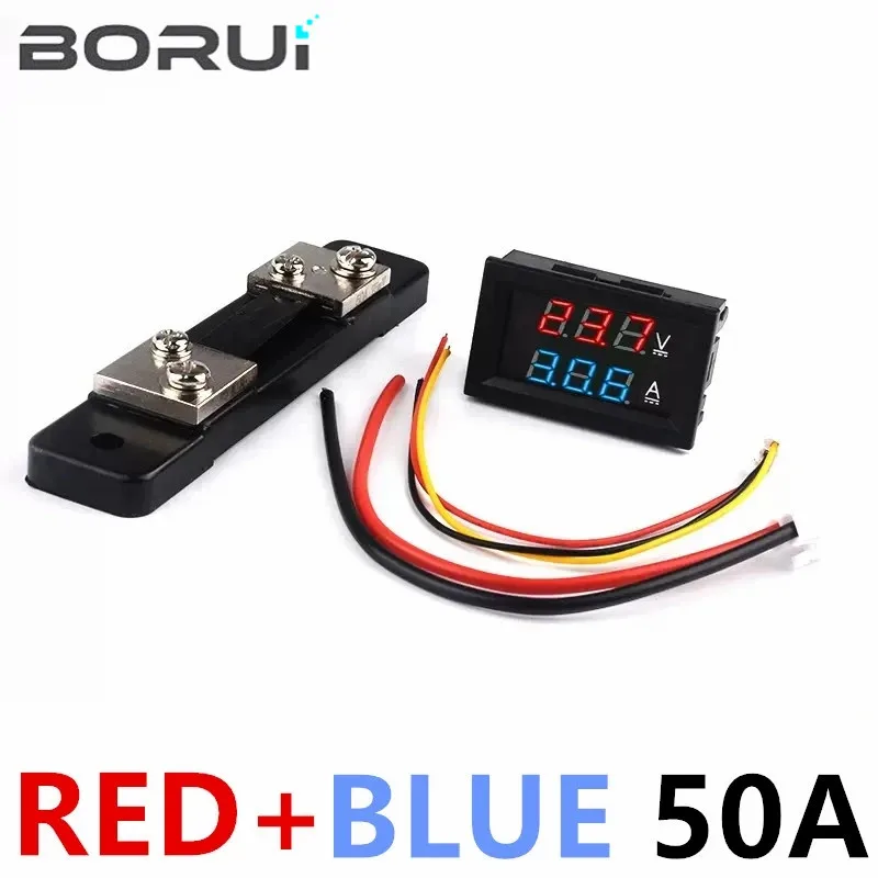 1set DC0-100V 50A LED amperometro voltmetro DC doppio Display A.V misuratore di tensione di corrente digitale rosso blu + kit deviatore di corrente