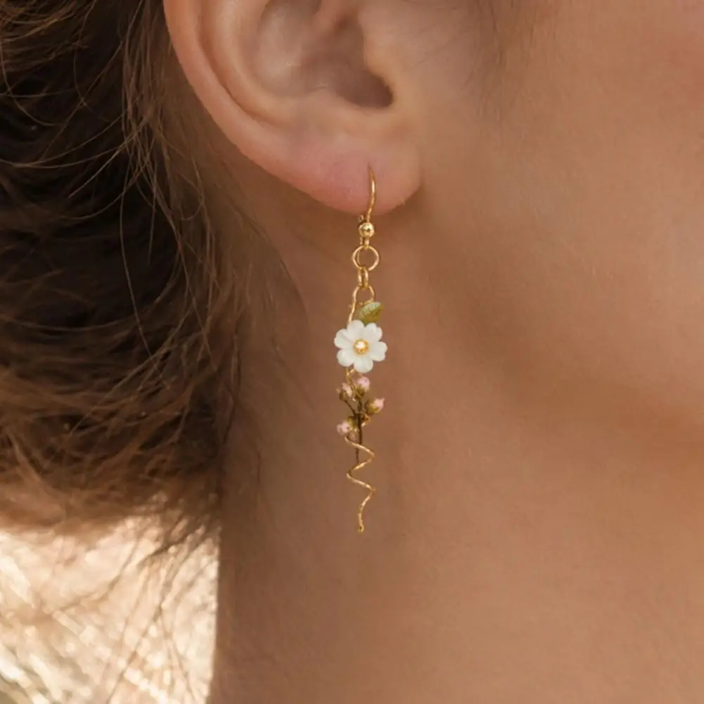 Long-lasting Shine Earrings Flower Holder Earrings Pair Spiral Diy Floral Bouquet Jewelry Dangling Long Earrings Gifts for Mom