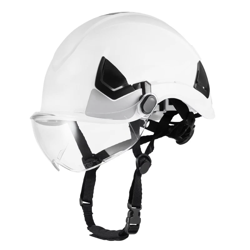 ANSI/ISEA certified industrial safety helmet, 6-point ratchet suspension system, adjustable ventilation hard cap, ABS mask