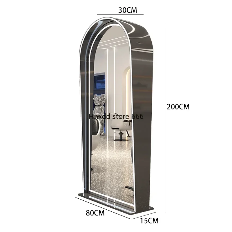 Barber shop mirror LED light with floor Barber shop  table single and double-sided mirror