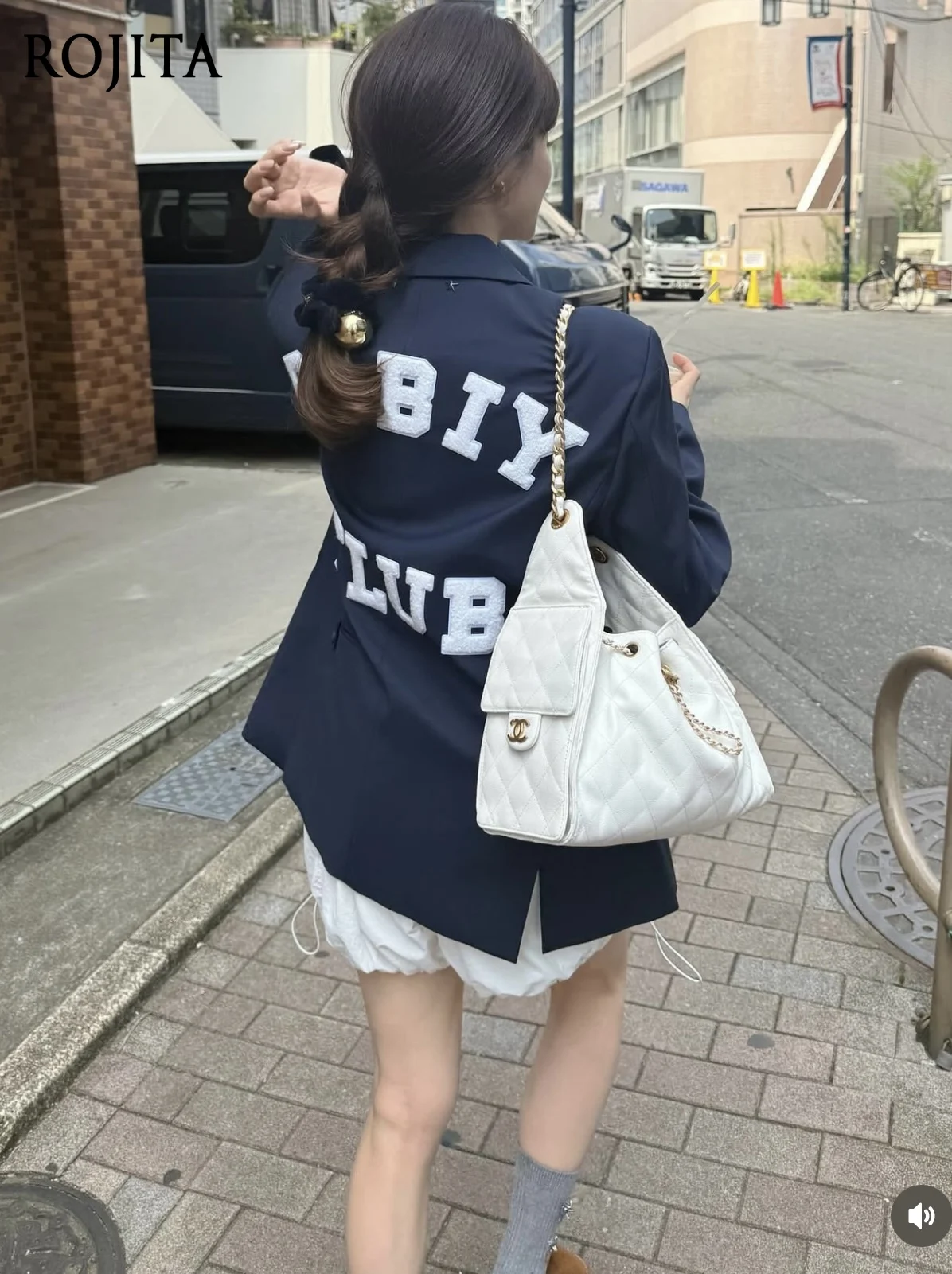 

Japanese High-End Suit Coats 2025 Autumn New Fashion Commuter Lapel Navy Blue Jacket Blazer Mujer