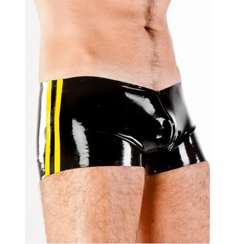 

Latex Boxer Black with Yellow Rubber Panties Male Underwear Handmade (NO ZIP)