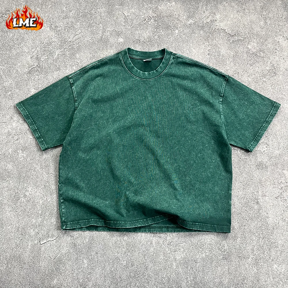 패션 뉴 스타일 플레인 블랭크 박시 핏 티셔츠 빈티지 바틱 애시드 워시드 오버사이즈 스트리트웨어 박시 크롭 남성 티셔츠