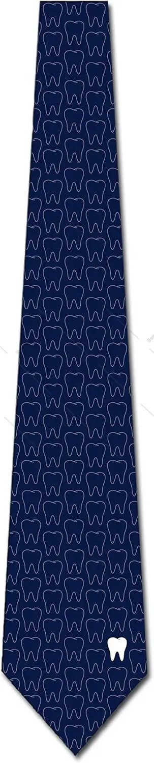 Navy Tile Pattern Simple Teeth Ties Navy Mens Dentist Necktie Occupation Gift Tie Work Meeting Tie One Size Men Gift