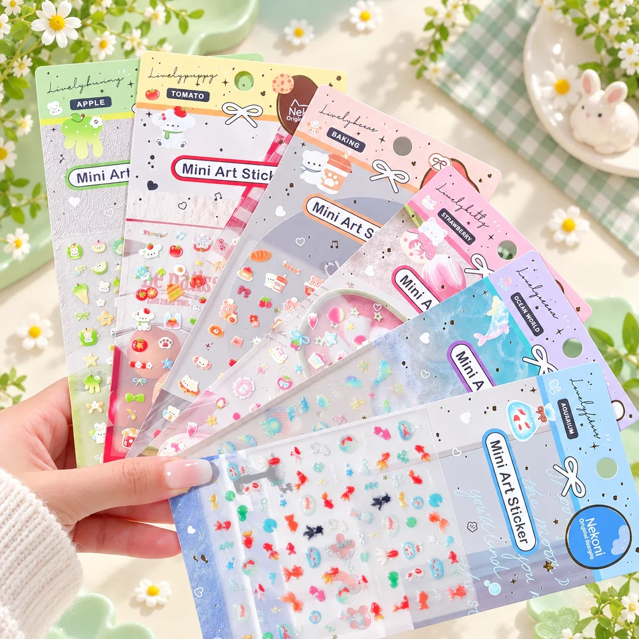 NEKONI Kawaii Mini Animals Fruits Cartoon Art Stickers Scrapbooking Diy Journaling Stationery School Nail Stickers
