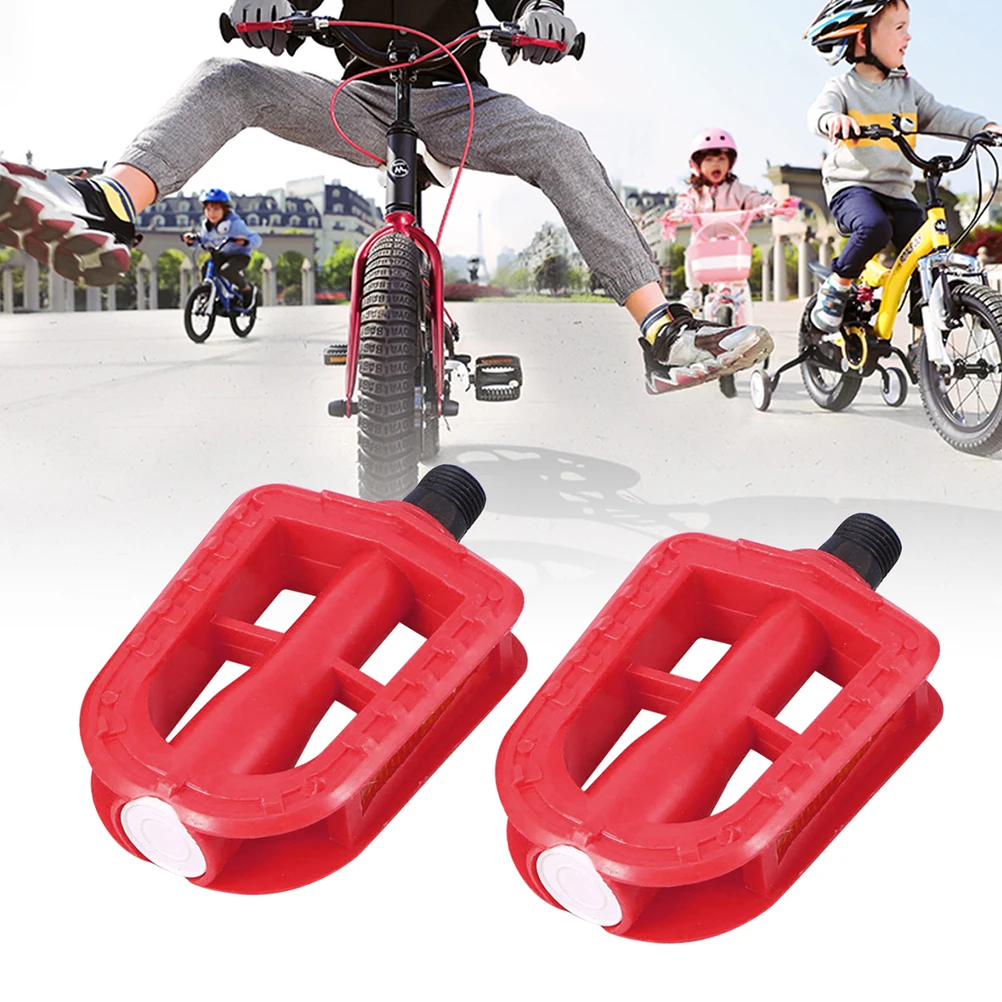 

2Pairs Pedal Flat Non-Slip Platform Pedals High Lubrication Quick Rotation Bike Pedal Outdoor Use Red Blue