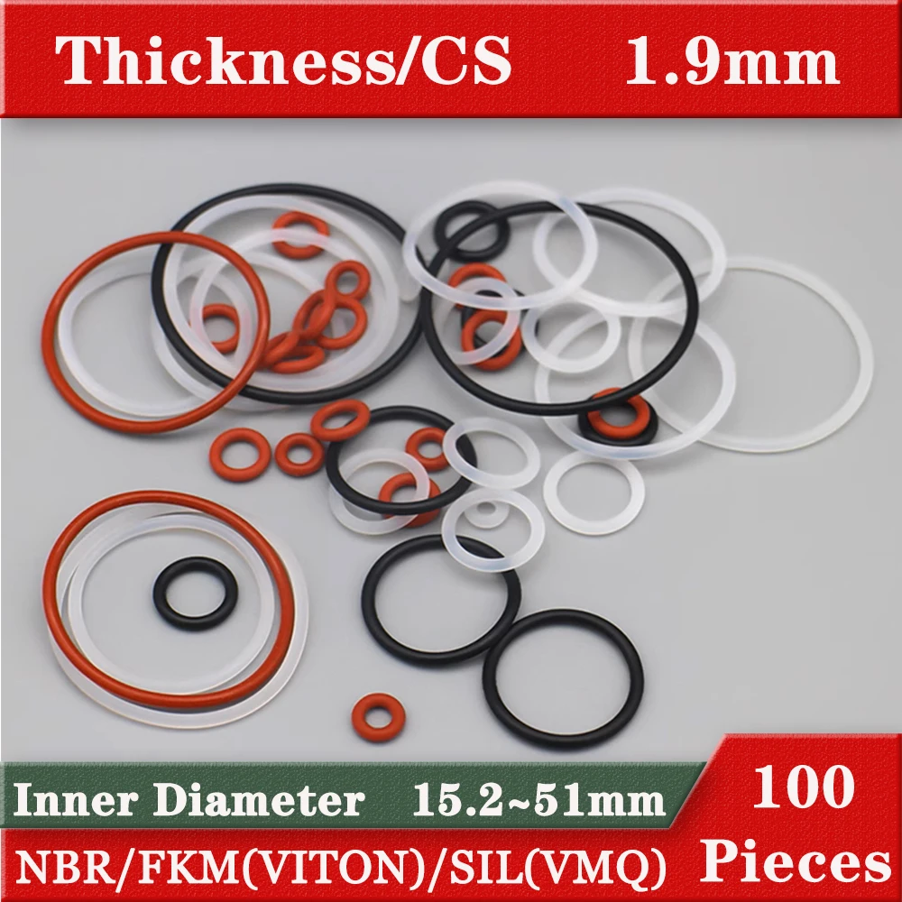 Rubber O Ring Gasket 1.9 mm Cross section 15.2mm to 51mm ID Waterproof washer rubber silicon fkm nbr o-rings gaskets