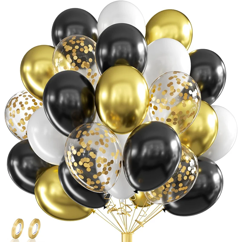 42pcs 12inch Gold Black White Confetti Latex Balloons Birthday Party Decorations Kids Adult Wedding Graduation Globos Supplies