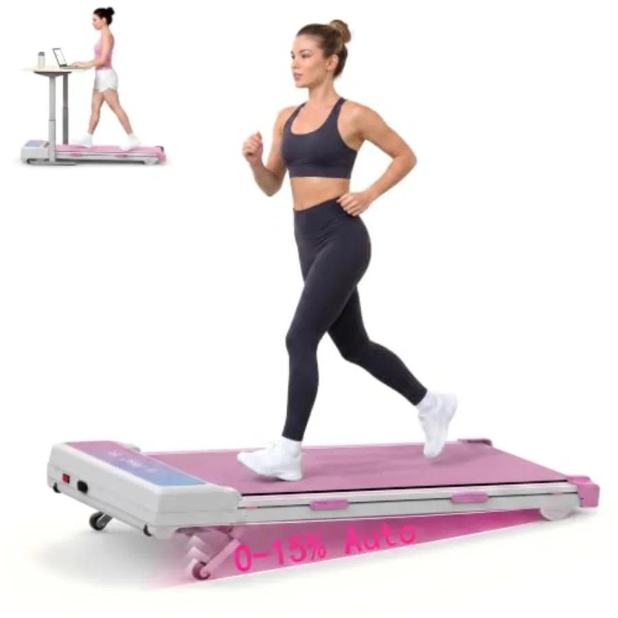 Walking Pad Treadmill with 15% Auto Incline Under Desk Treadmill for Home