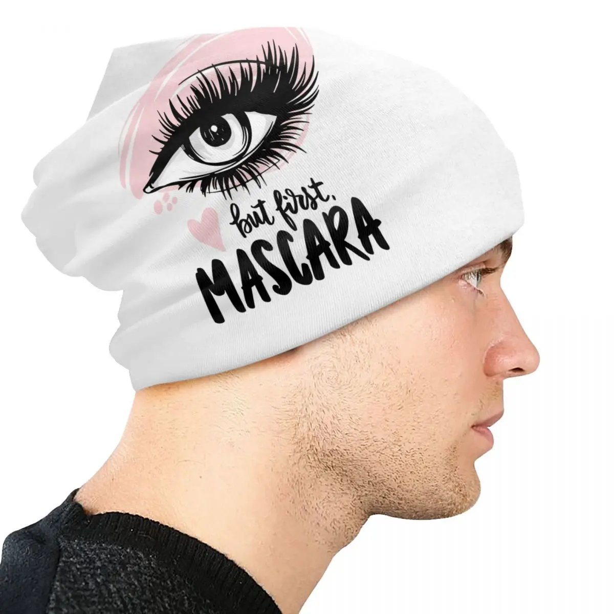 Bit First Mascara Beanie Cap Unisex Winter Warm Bonnet Femme Knitted Hats Pink Kids Lash Artist Skullies Beanies Caps For Women